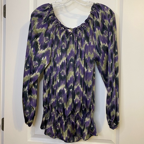 MICHAEL Michael Kors silky multicolor Peplum blouse - Picture 2 of 8
